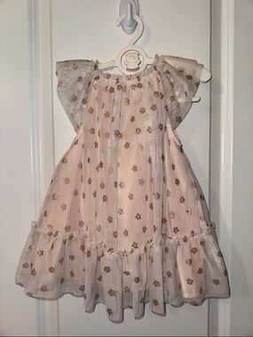 Cat & Jack Pink Dress with Gold Floral Accents
